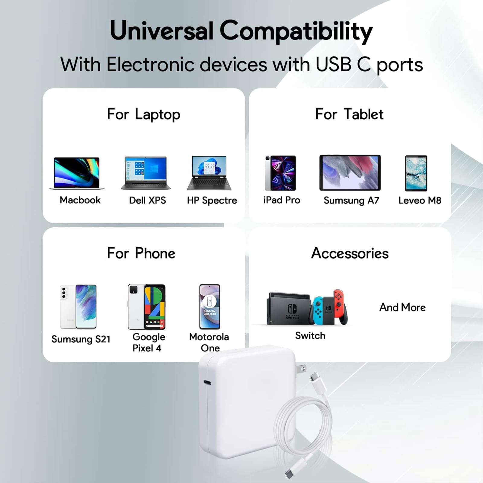 Mac Book Pro Charger - 96W USB C Charger Fast Charger for USB C Port MacBook pro & MacBook Air, ipad Pro, Samsung Galaxy and All Type C Device, 6.6 ft USBC Cable Included
