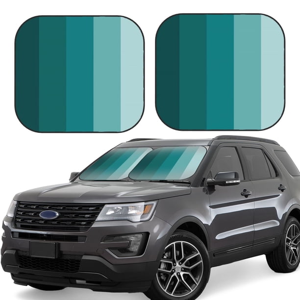 Fotbe Teal Color Juego de 2 Piezas de Parasoles para Parabrisas | Bloqueador Solar para Auto | Accesorios Plegables para Protección Solar Interior-Medium