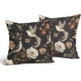 thumbnail image 2 of Vintage Floral Pillow Covers 18x18 Inch Set of 2 Retro Style Black Flower and Bird Decorative Throw Pillows Chinoiserie Pillowcases Rustic Farmhouse Cotton Linen Cushion Covers for Couch Home Decor, 2 of 6