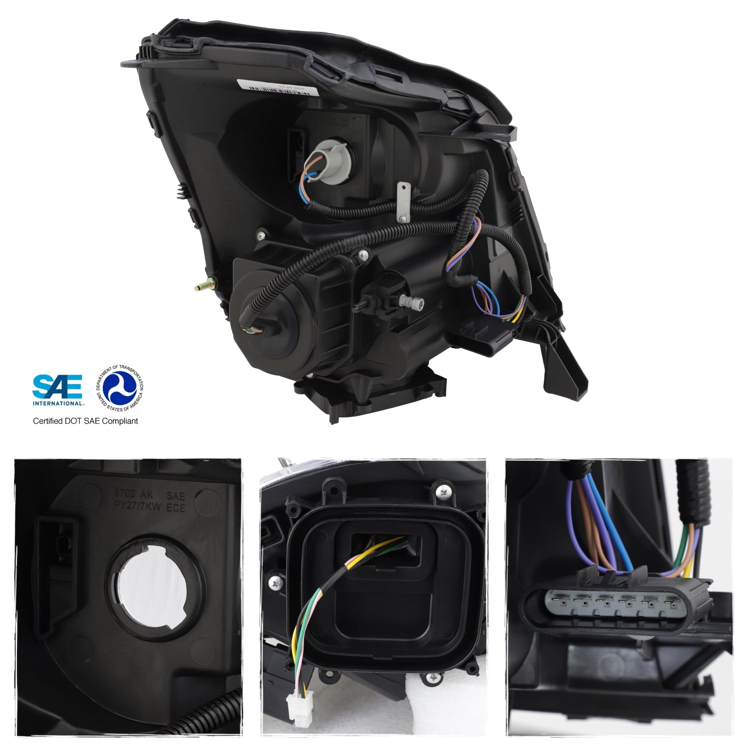 AKKON - Fits 2006-2011 Cadillac DTS [HID/Xenon Type] Projector Chrome Headlights Pair Driver+Passenger Re-use HID Kit