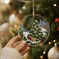 thumbnail image 4 of Round Clear Acrylic Christmas Ornament, Winter Cabin Christmas Tree Printed Hanging Ornament, Forest Scene for Tree, Wreath, Garland, Mantel, Window and Holiday Decor​, C, 4 of 5