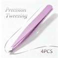 thumbnail image 3 of RAGUPEL 2026 New 4Pcs Stainless Steel Tweezers Set,Professional Beauty Tools Eyebrow Plucking Tweezers,High-Precision Stainless Steel Material Multi-Functional Set Precision Tweezers,Purple, 3 of 7
