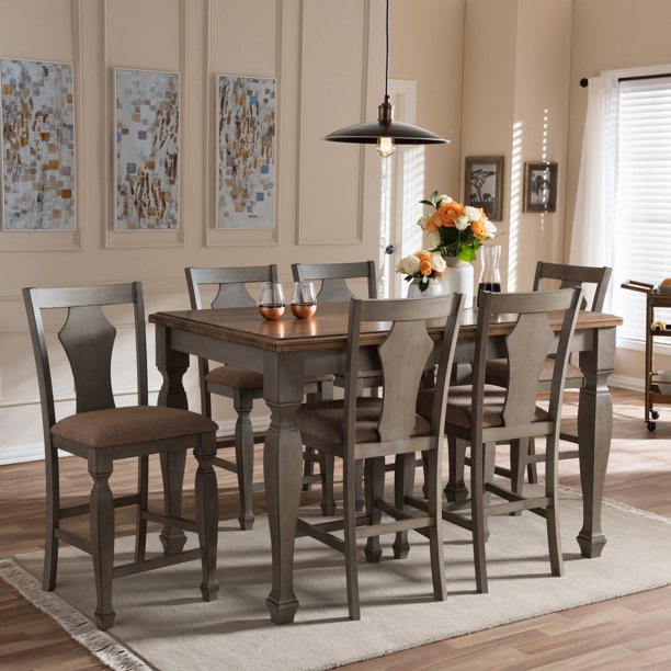 Baxton Studio Arianna 7 Piece Counter Height Dining Set