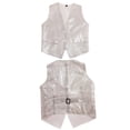 thumbnail image 3 of GiLiling Girls Sparkly Sleeveless Jackets Open Front Ribbed Dance Dress Vest with Pockets Kids Trendy Performance (White, 7-8 Years), 3 of 3