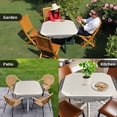 thumbnail image 4 of Black Cream Greek Key Round Tablecloth for 45-54 Inch Tables,Fitted Table Cover with Elastic Edge,Geometric Greece Ancient Rustic Waterproof Outdoor Table Cloth Protector for Patio Garden Dinner, 4 of 9