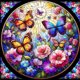 thumbnail image 1 of Pintura de diamante 5D DIY Wdftyju taladro redondo completo vitral mariposa flor 30x30cm, 1 of 9