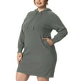 thumbnail image 4 of Agnes Orinda Women's Plus Size Rib Knit Pullover Sweater Long Sleeve Hooded Bodycon Dress Army 4X Gray, 4 of 7