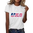 thumbnail image 1 of YDLCAFD T-Shirt Jour de l'Indépendance T-Shirts Graphiques pour Femmes Haut Col Rond Manches Courtes Imprimé USA, 1 of 4