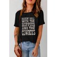 thumbnail image 2 of ABPHQTO Camiseta negra con estampado de hippies y vaqueros para mujer, 2 of 5