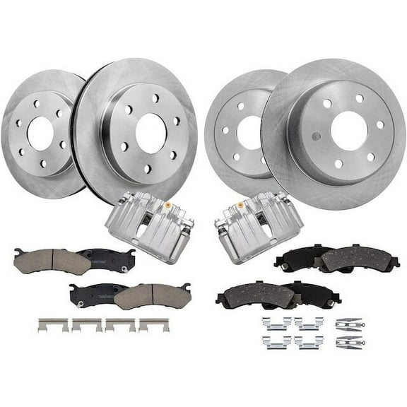 Front and Rear Brake Pad Rotor and Caliper Set - Compatible with 2000 - 2006 Chevy Suburban 1500 2001 2002 2003 2004 2005