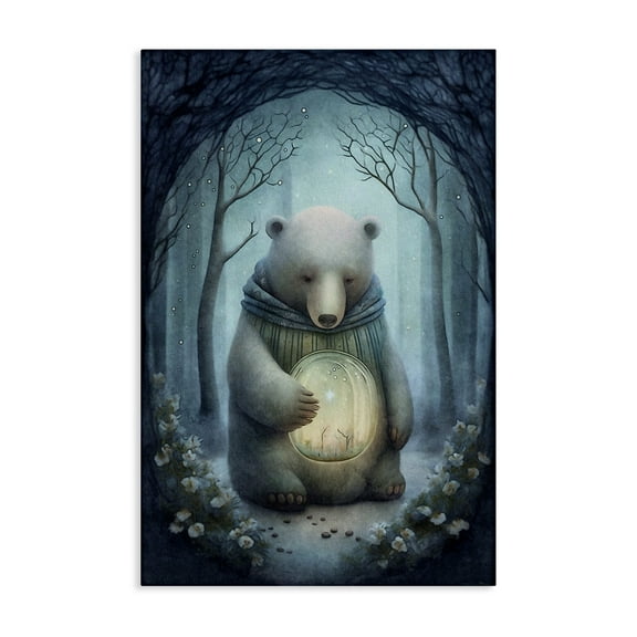 Stupell Industries Mystic Brown Bear Landscape Painting Gallery Wrapped Canvas Art Print Wall Art, 16 x 24