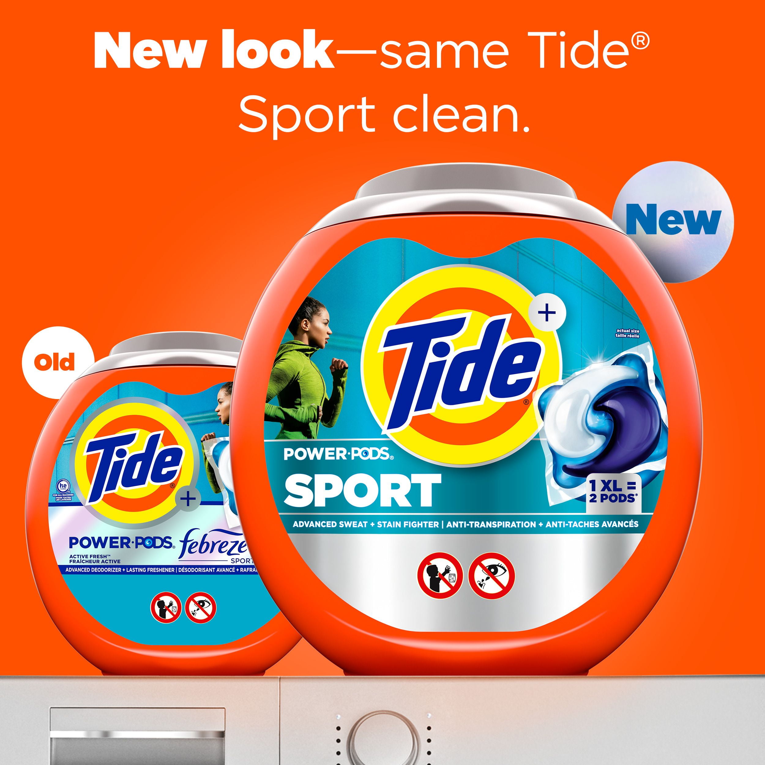 Tide Power Pods Sport Laundry Detergent Pacs, Advanced Sweat + Stain Fighter, 45CT