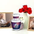 thumbnail image 6 of JAGASY Peacock Mini Urn for Sister, Purple Urns for Human Ashes keepsake, Cherry Blossom Tree & Pink Flowers Decorative Urns for Siblings, Funeral Small Cremation Urn for Brother, (3 Inch), 6 of 7