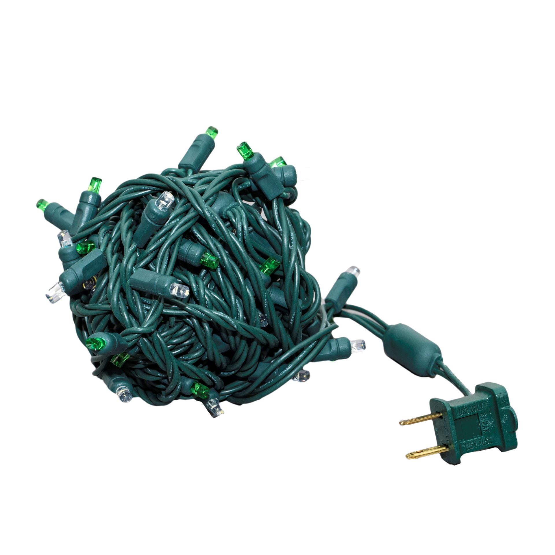 Novelty Lights 25FT 50 Light LED Green/Pure White, Outdoor String Lights, Corded Electric, Dimmable
