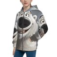 thumbnail image 2 of Kdxio Smiling Polar Bear Pattern Kids Boys Girls Zip Up Hoodie 3D Printed Hooded Sweatshirt Hoody Coat with Pocket 7-12 Y-Medium, 2 of 6