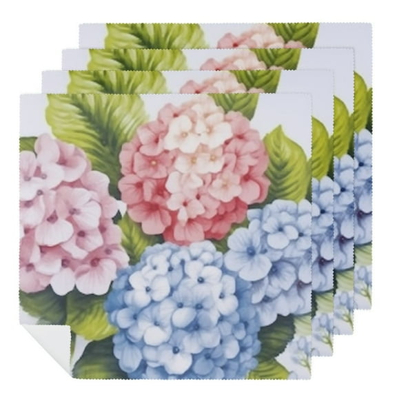 PHYHOO Cocktail Cloth Napkins Summer Cloth Napkins Pink Blue Flower Dessert Napkin Floral Luncheon Cloth Napkin for Wedding Birthday Party Supplies 2 PCS