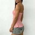 thumbnail image 4 of Women Strapless Textured Tube Top Ruffle Hem Peplum Slim Solid Casual Tank Elastic Fit, 4 of 8
