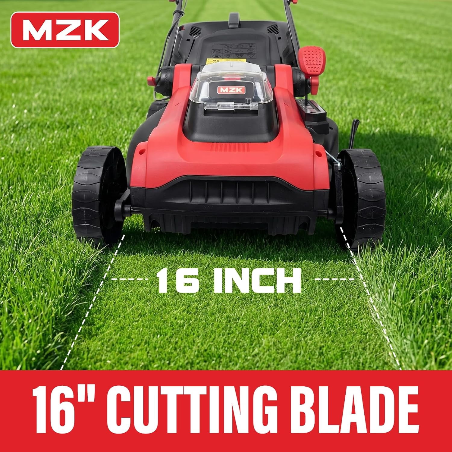MZK 40V 16" Electric Lawn Mower, 2-in-1 Brushless Cordless Lawn Mower, Walk-Behind Push Mowers with 5-Position Height Adjustment, 2 x 4.0Ah Batteries & Charger Included, LM16B011