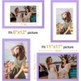 thumbnail image 3 of Vittanly 11x17 Picture Frame, Engineered Wood with Shatter Resistant Plexiglass, Display Pictures 8x12 with Mat or 11x17 without Mat, Photo Frame for Wall Mounting, Purple, 1 Pack, 3 of 6