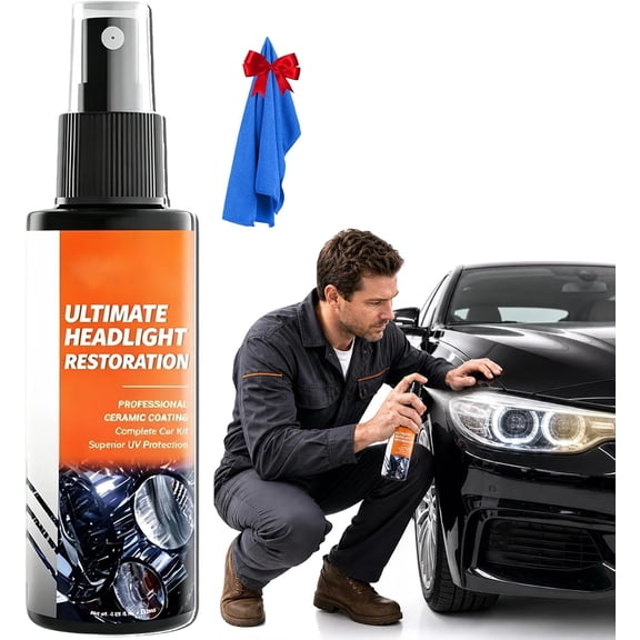 Professional Headlight Restoration Spray Kit,Headlight Restorer with Ceramic Coating Repair Spray(1PC,50ml)