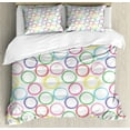 thumbnail image 1 of Geometric Duvet Cover Set King Size, Sweet Colorful Repetitive Pattern of Simple Childish Drawing Scribble Circles, Decorative 3 Piece Bedding Set with 2 Pillow Shams, Multicolor, by Ambesonne, 1 of 3