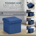 thumbnail image 3 of Ornavo Home 1 Pack Small Storage Ottoman Foldable Collapsible Cube Square Linen Ottoman Foot Rest Stool Seat, for Living Room, Bedroom, Home Office, Dorm - 12 x 12 x 12, Navy Blue, 3 of 7