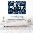 thumbnail image 3 of Mudket Blue Flower with Gold-Trimmed White Butterflies Canvas Wall Art, Floral Botanical Wall Decor, Framed Ready to Hang Artwork for Living Room Bedroom Bathroom - 12"L x 8"W, 3 of 10