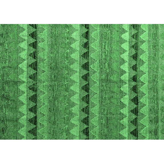 Ahgly Company Indoor Rectangle Abstract Emerald Green Modern Area Rugs, 5' x 7'