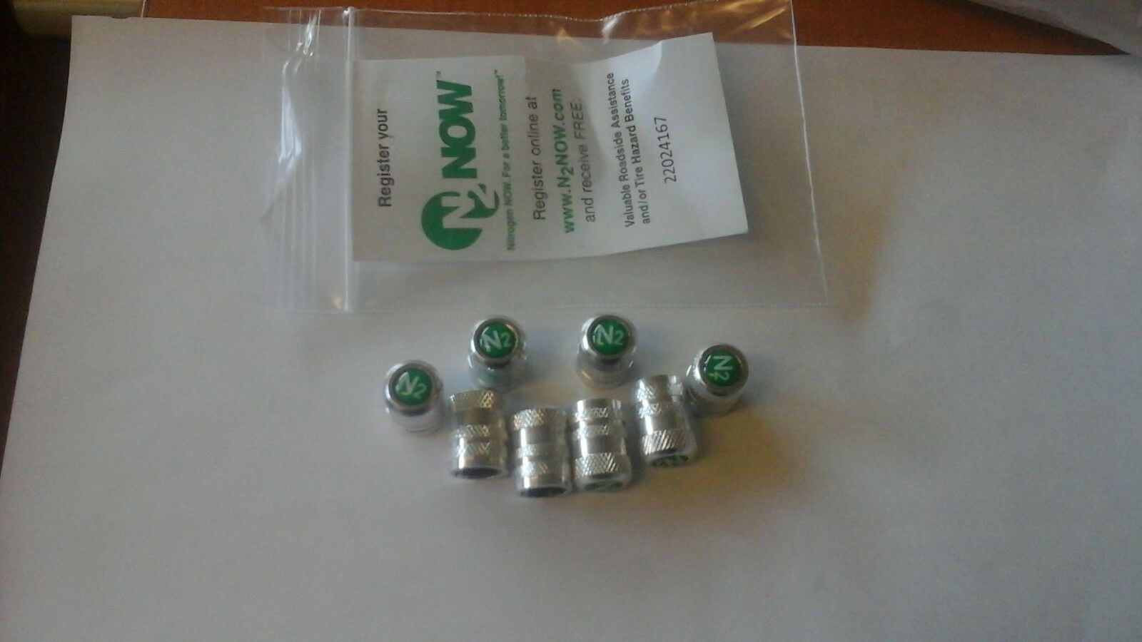 20 SETS OF 4 Chrome (Nitrogen) VALVE STEM CAPS With N2 inlayed on