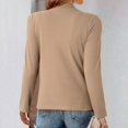 thumbnail image 4 of WTOBBY Women's Fashion Round Neck Solid Color Pullover Long Sleeve Casual Top, Comfort Knit Tee with Soft Fabric, Everyday Essential for Layering,Khaki XL, 4 of 6