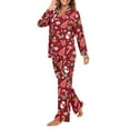 thumbnail image 5 of DISNIMO Women 2 Piece Pajama Sets Tree Snowman Printed Long Sleeve Sleepwear with Long Pants Christmas Snowflake Printed Casual Loose Nightwear with Pockets Button Down Loungewear, XS, 5 of 7