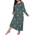 thumbnail image 2 of Chemises de Nuit pour Femmes Grande Taille Robe de Nuit Décontractée Imprimé Cœur Manches Longues Col Rond Extensible Moyen Ample TTTG, 2 of 5