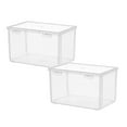 thumbnail image 1 of 2PC Kids Snack Boxes For School Multifunctional Household Large Bread Box For Kitchen Countertops Airtight Bread Containers For Homemade Bread And Bread Plastic Bread Handler 8.38x5.78x5 Clear, 1 of 8