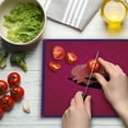 thumbnail image 3 of Lotus Cutting Board, Silhouette of Woman Hand with Bangles Holding a Japanese Flower Folklore Design, Decorative Tempered Glass Cutting and Serving Board, Large Size, Multicolor, by Ambesonne, 3 of 5
