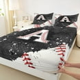 thumbnail image 3 of jejeloiu Letter A Monogrammed Twin Sheet Sets,Baseball Sport Game Twin Fitted Sheet,Black Splashing Ink Flat Sheet For Girls,Microfiber Room Decorative,3 Pieces, 3 of 7