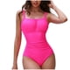 thumbnail image 2 of Trajes de baño de una pieza para mujer, traje de baño de bikini con tirantes y espalda descubierta de color liso para mujer, 2 of 7