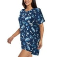 thumbnail image 2 of Fotbe Blue Bus Print Pajama Set for Women 2 Piece Loungewear Short Sleeve Tops and Shorts Set Soft Sleepwear-XX-Large, 2 of 7