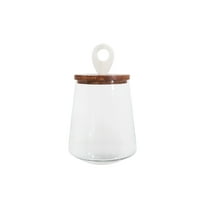 Bloomingville Small Clear Glass Jar with Mango Wood & Marble Lid