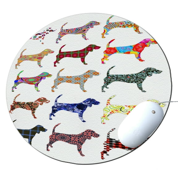 KuzmarK Round Mousepad / Hot Pad / Trivet - Bloodhound Dog