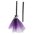 thumbnail image 2 of Detachable Kids Witch Broom Prop, Tulle Pumpkin Spider Skull Decor Halloween Witch Broomstick, Adjustable Length Costume Accessory for Cosplay Party Trick or Treat, 2 of 7