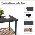 thumbnail image 2 of KAMEROUT 3-Piece Patio Conversation Set, PE Wicker Rocking Chairs with Cushions & 2-Tier Coffee Table, Outdoor Furniture for Backyard/Patio, Beige, 2 of 8