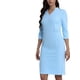 thumbnail image 2 of Vestido Midi de Manga 3/4 con Cuello Alto y Escote en V para Mujeres Inspire Chic S Azul Claro, 2 of 7