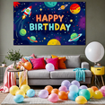 thumbnail image 4 of Outer Space Themed Happy Birthday Banner with Adorable Alien Rockets Planets and Stars Party Decoration Background for Birthday Parties Photography Props and Kids Celebrations, 4 of 7
