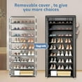 thumbnail image 4 of 10 Tier Shoe Rack with Covers, Large Capacity Stackable Tall Shoe Organizer Storage, Sturdy Metal Free Standing Shoe Shelf for Closet Entryway Garage, 4 of 7
