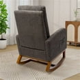 thumbnail image 4 of Nursery Rocking Chair, 25.4"W Upholstered High Back Accent Lounge Armchair with Retractable Footrest and Side Pocket, Comfy Rocker Glider Chair with Rubber Wood Legs for Living Room, Charcoal, 4 of 7