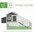 thumbnail image 4 of PawHut 69" Chicken Coop Wooden Hen House with Run, Nesting Box, Tray, Grey, 4 of 10