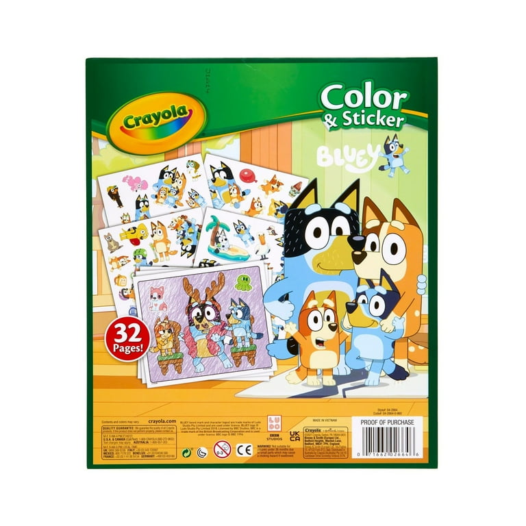 Crayola Bluey Color and Sticker Activity Book, 32 Pages, Travel