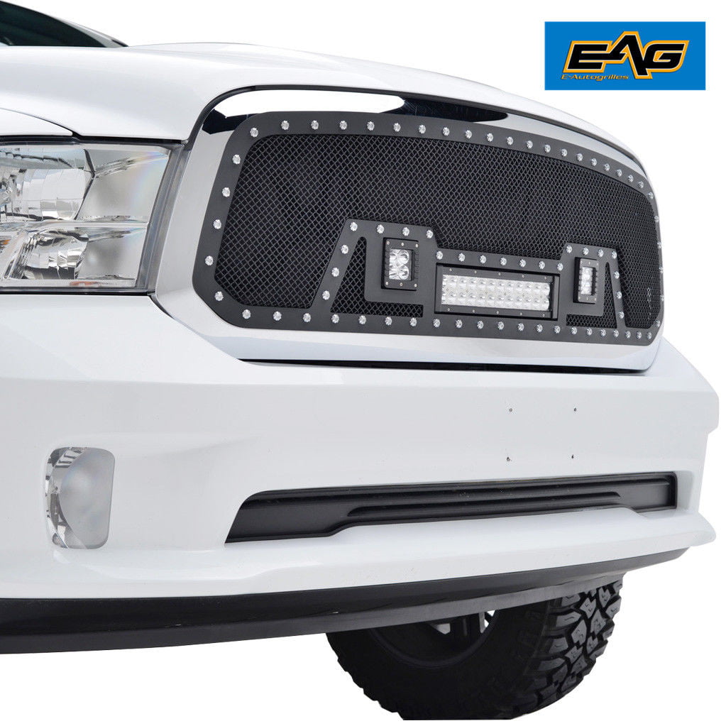 EAG Rivet Stainless Steel Wire Mesh Grille With LED Lights Fit for 14-18 Toyota Tundra 
