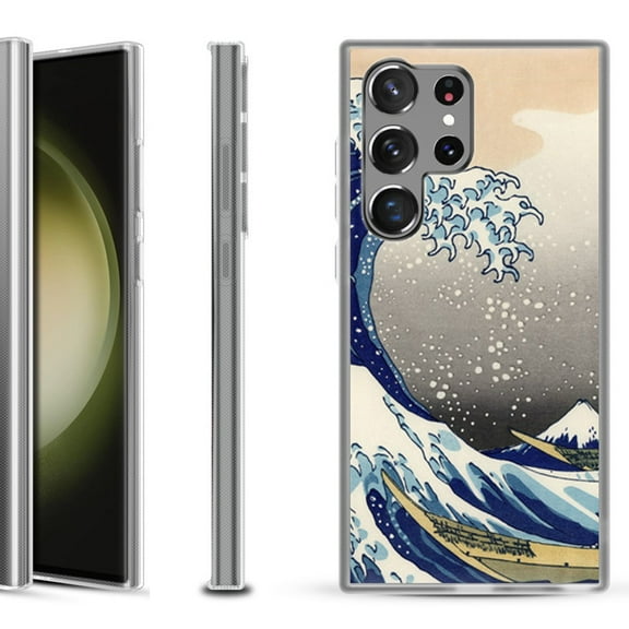 Shockproof Gel Phone Case for Samsung Galaxy S23 Ultra 5G, by OneToughShield ® - Great Wave