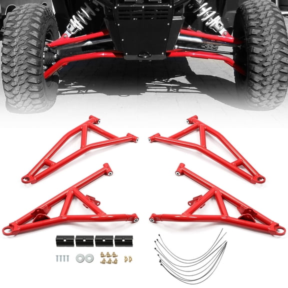 Red High Clearance Steel Front A Arms for 2014  Polaris RZR XP Turbo / 4 1000